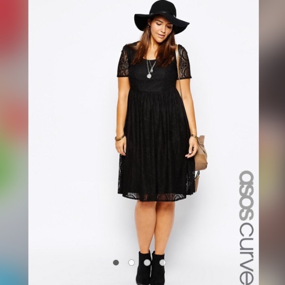 ASOS Curve Dresses & Skirts - ASOS Curve Lace Midi Dress w/ Short Sleeves